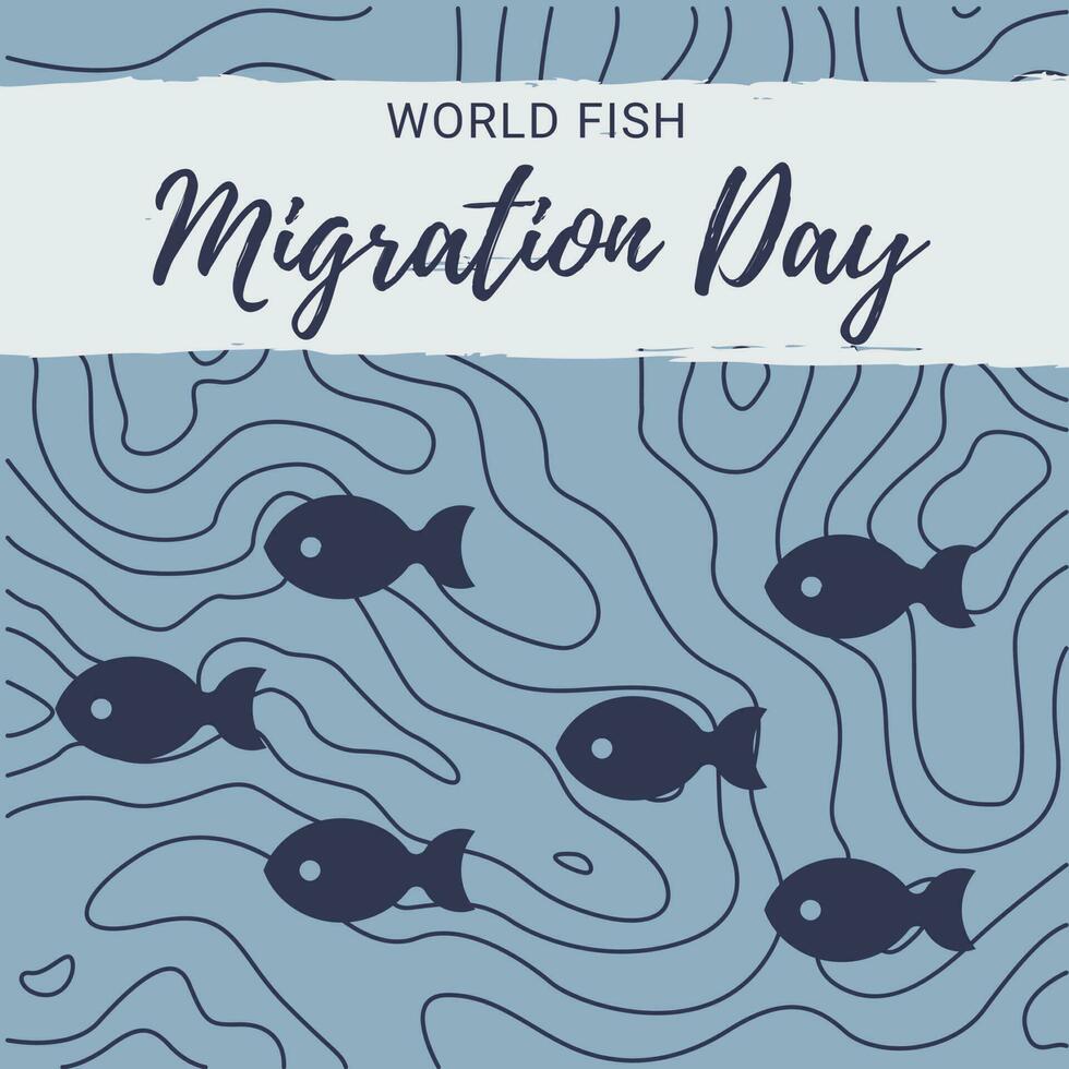 een poster voor wereld vis migratie dag. vector