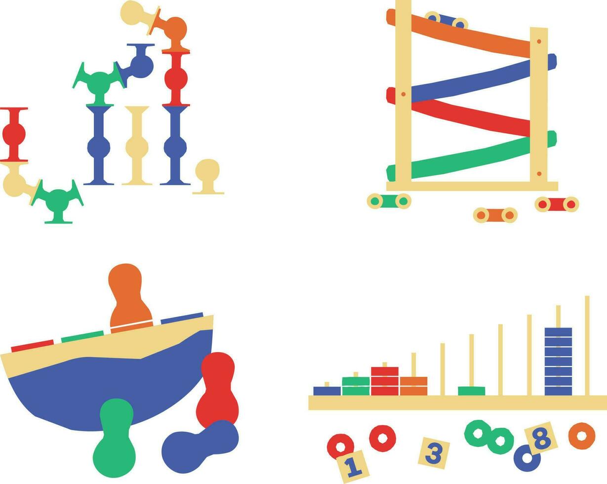 illustratie van speelgoed- elementen. reeks van speelgoed. reeks uit kinderen. vector illustratie. kinderen dag