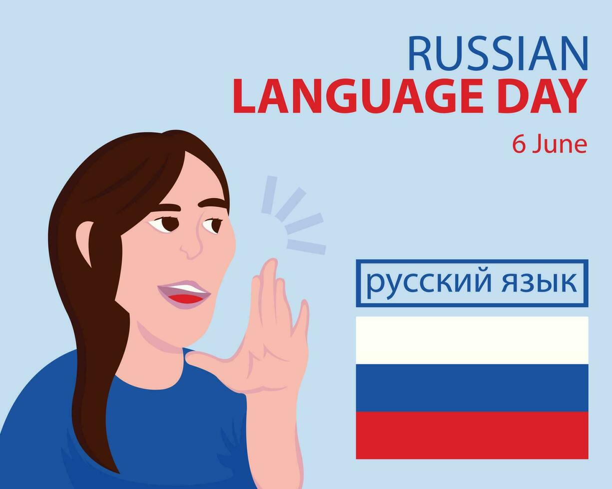 illustratie vector grafisch van een vrouw is praten, tonen Russisch vlag, perfect voor Internationale dag, Russisch taal dag, vieren, groet kaart, enz.