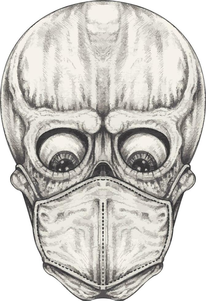 covid-19 schedel. hand- tekening en maken grafisch vector. vector