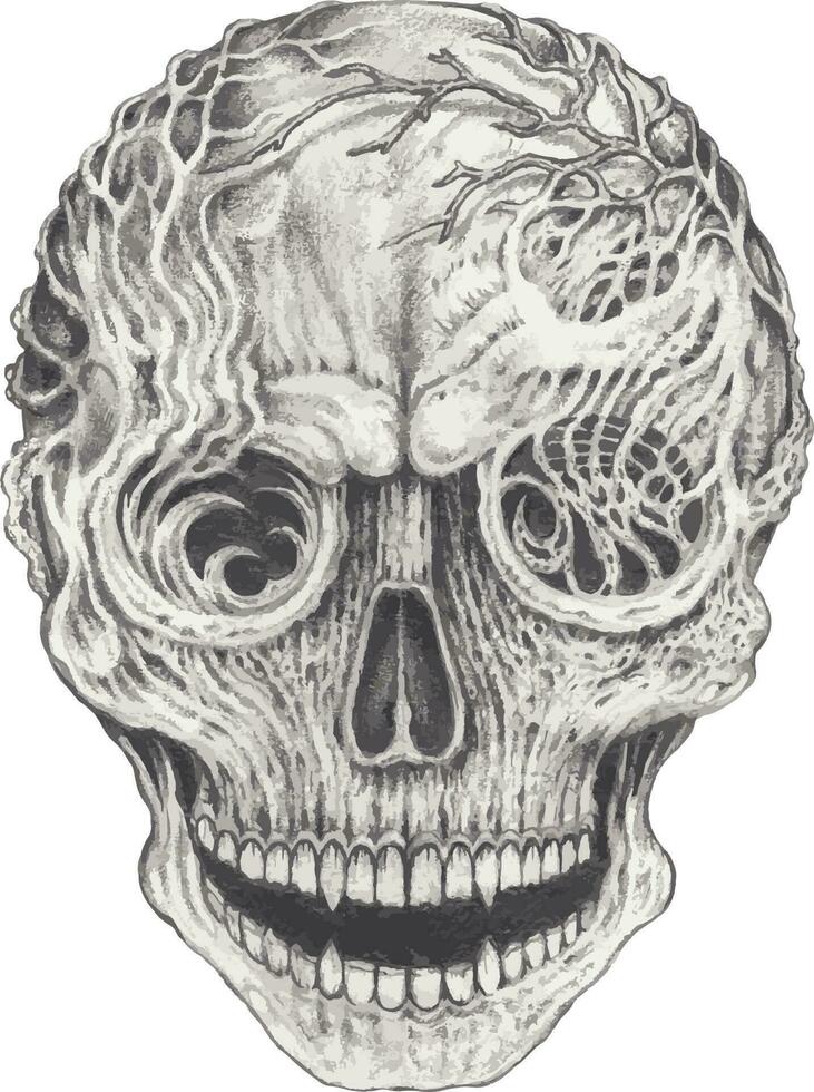 surrealistische schedel. hand- tekening en maken grafisch vector. vector