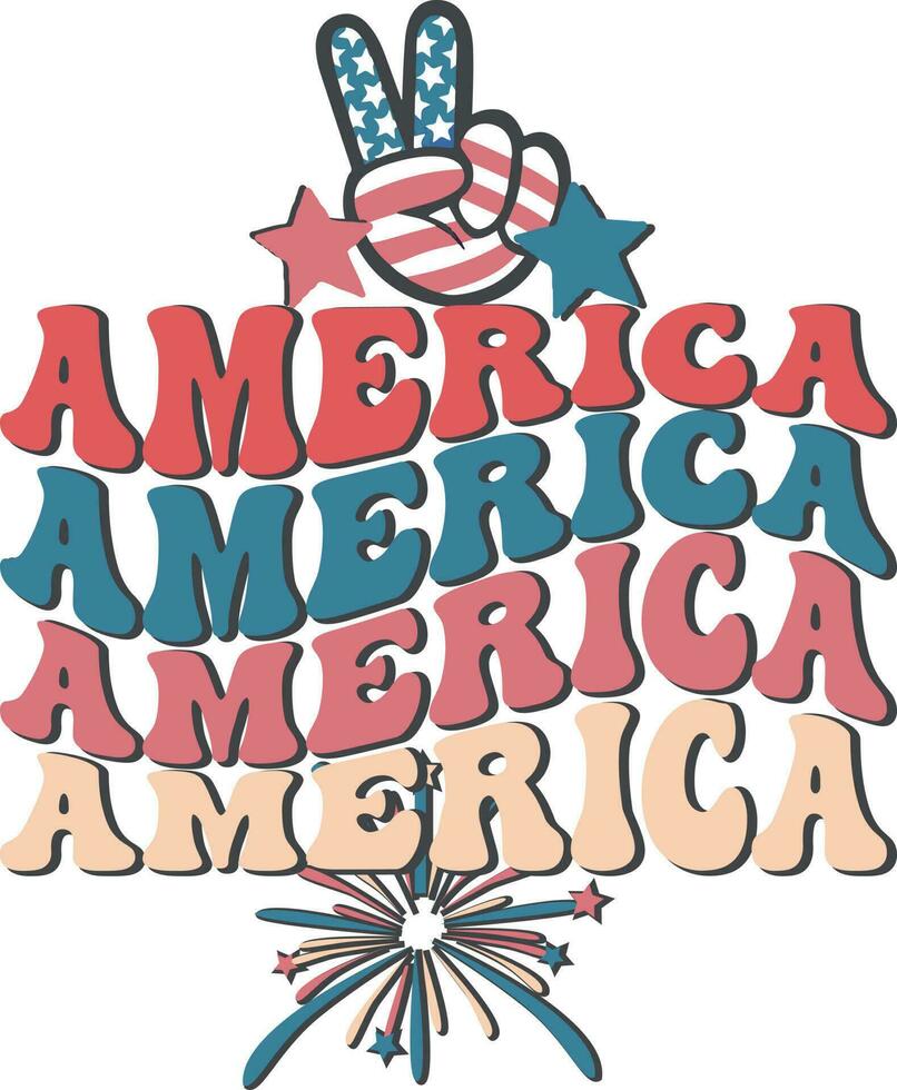 retro Amerika vrouwen 4e van juli Verenigde Staten van Amerika vrede hand- t-shirt ontwerp vector