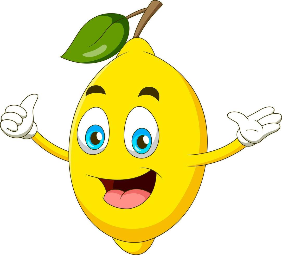 schattig citroen mascotte tekenfilm lachend. tekenfilm mascotte illustratie vector