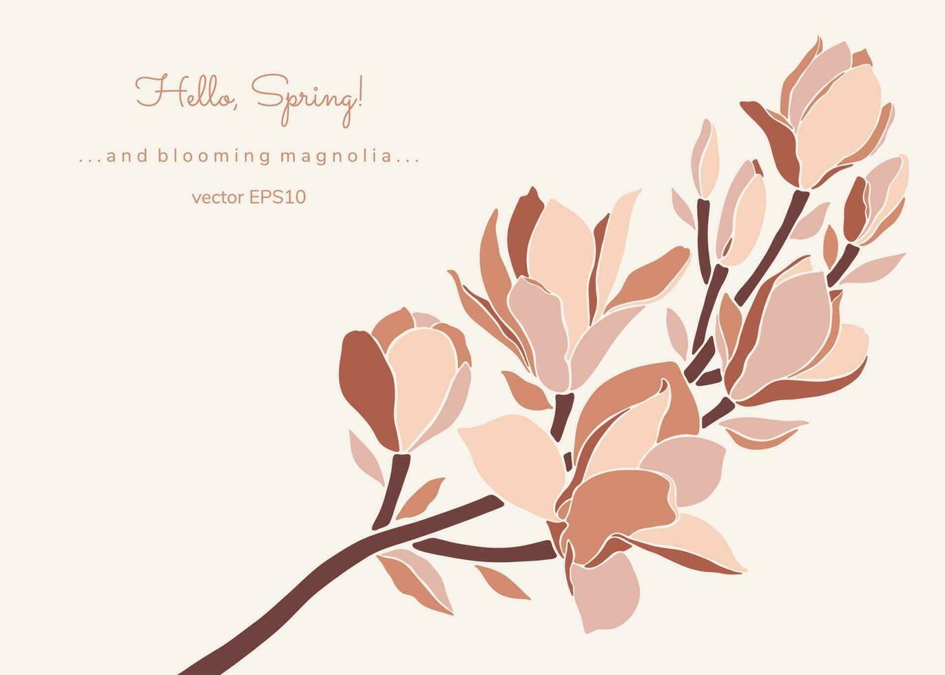 magnolia Afdeling in pastel kleur palet Aan beige achtergrond. vector