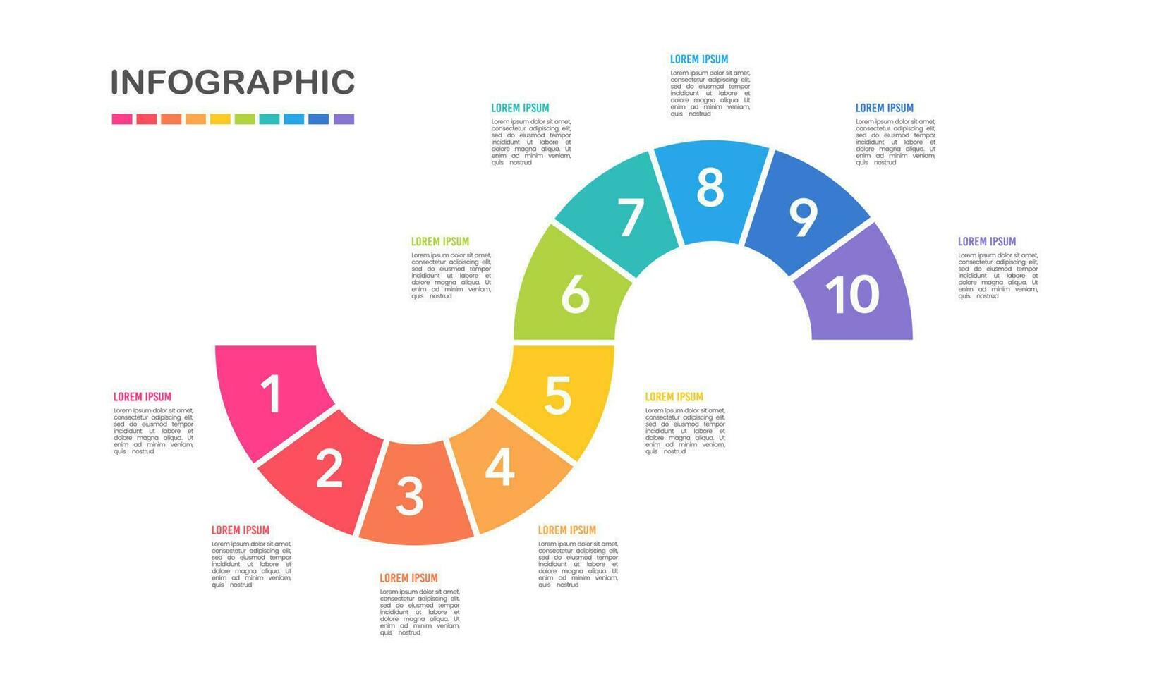 10 optie infographic routekaart bedrijf naar succes. vector illustratie.