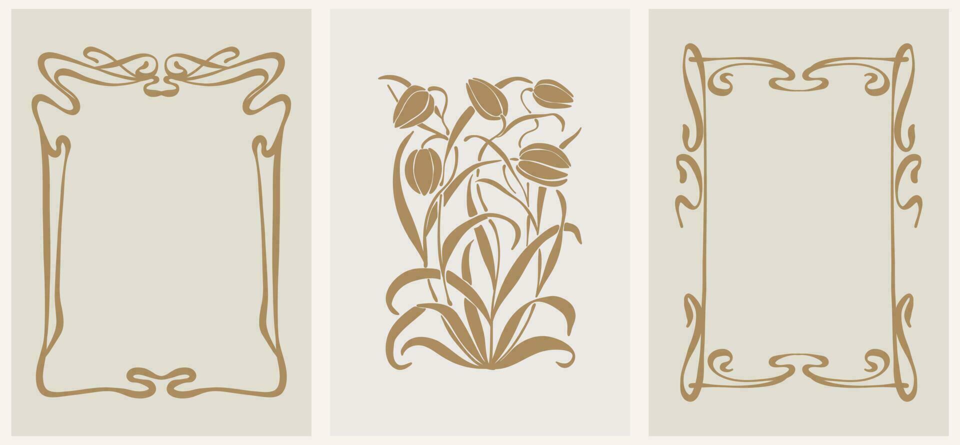 abstract bloemen kader vector illustratie. botanisch ontwerp retro jaren 70, jaren 80, jaren 90.
