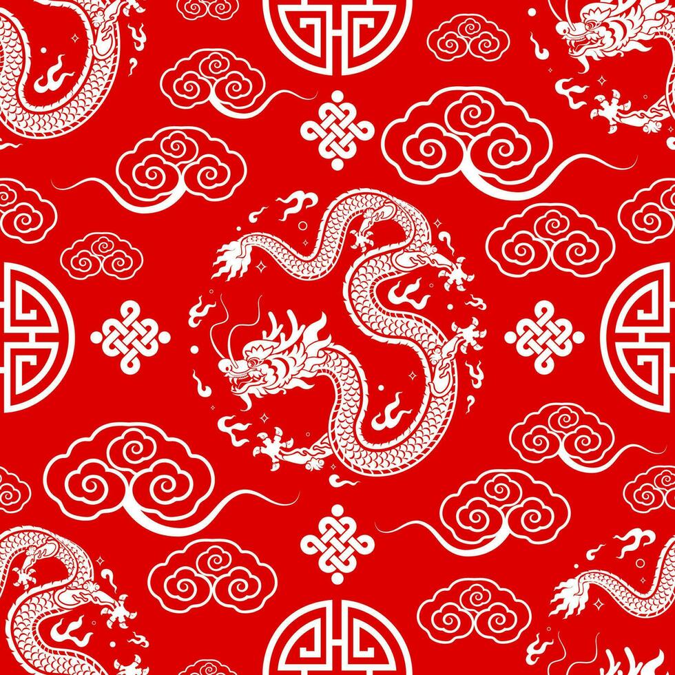 naadloos patroon gelukkig Chinese nieuw jaar 2024 de draak dierenriem teken vector