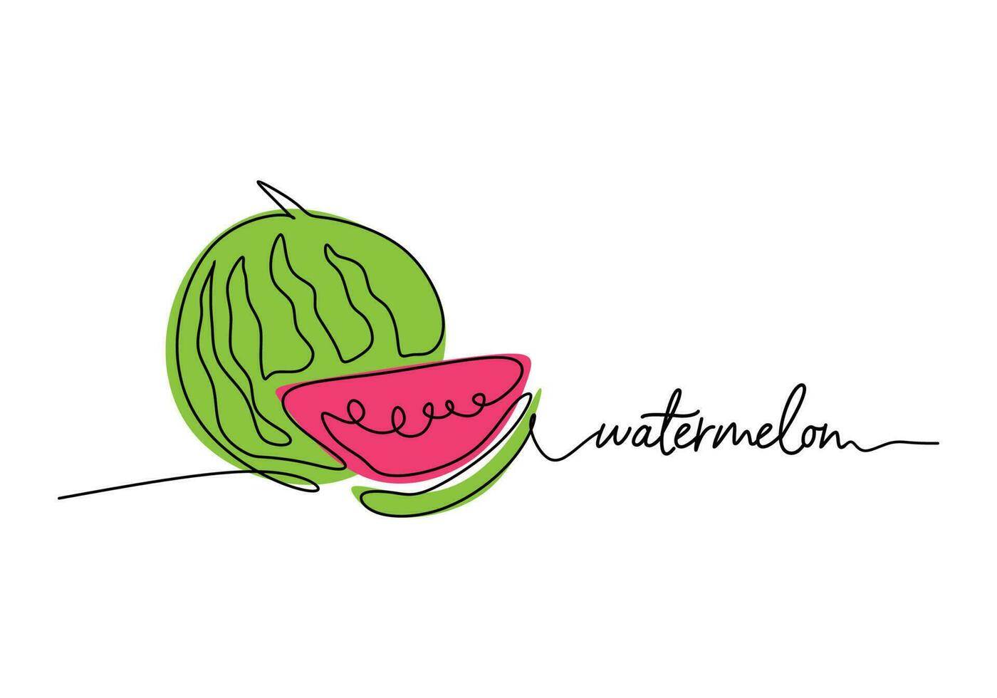 watermeloen doorlopend een lijn tekening, fruit vector illustratie.