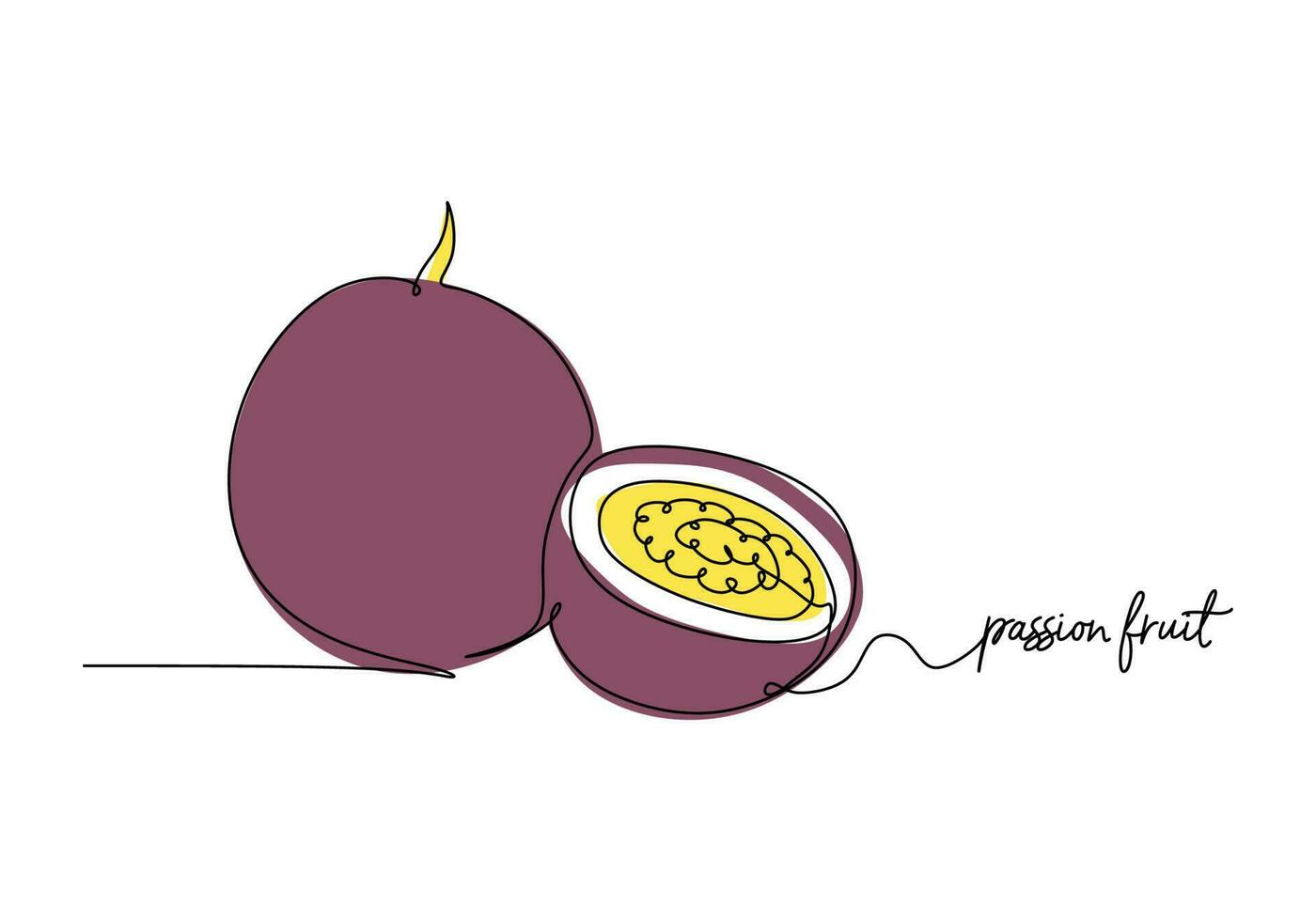 passie fruit doorlopend een lijn tekening, fruit vector illustratie.