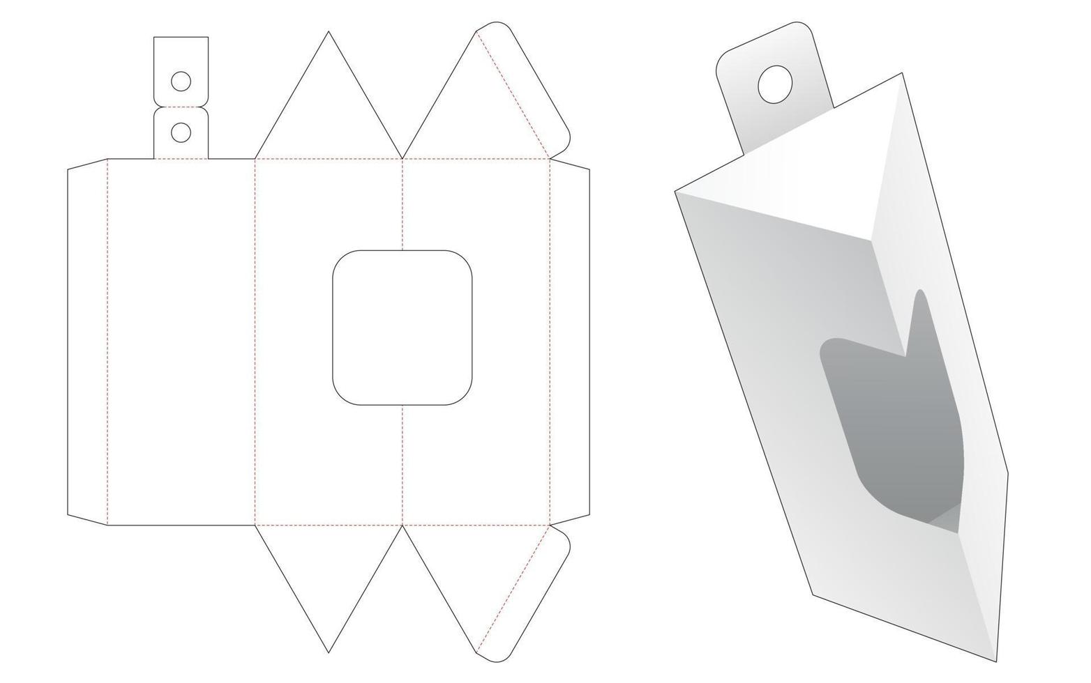 hangende driehoekige verpakking met venster gestanst sjabloon vector