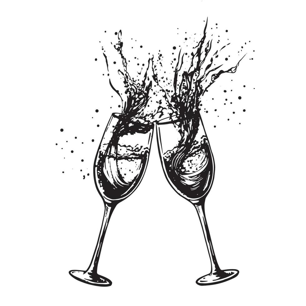 Champagne bril hand- getrokken illustraties. vector