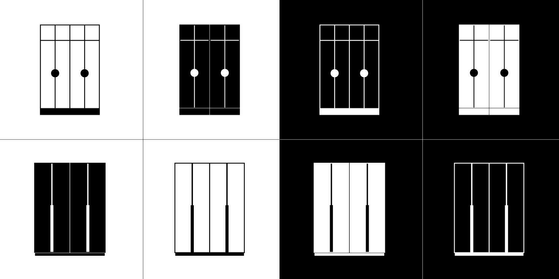 garderobe pictogrammen reeks geïsoleerd Aan zwart en wit achtergrond. vector