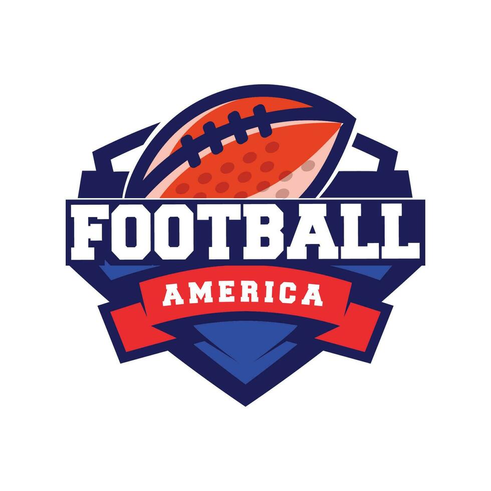 gemakkelijk retro Amerikaans Amerikaans voetbal logo ontwerp sjabloon. met rood en blauw kleur combinatie vector