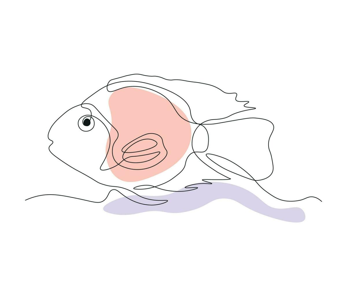 abstract goudvis, aquarium vis guppy doorlopend een lijn tekening vector