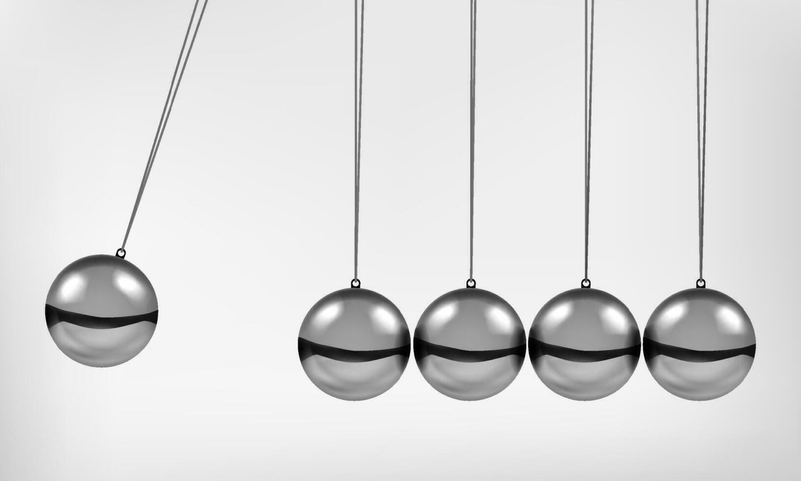 Newton's wieg slinger met swinging bollen metaal ballen 3d realistisch vector illustratie.