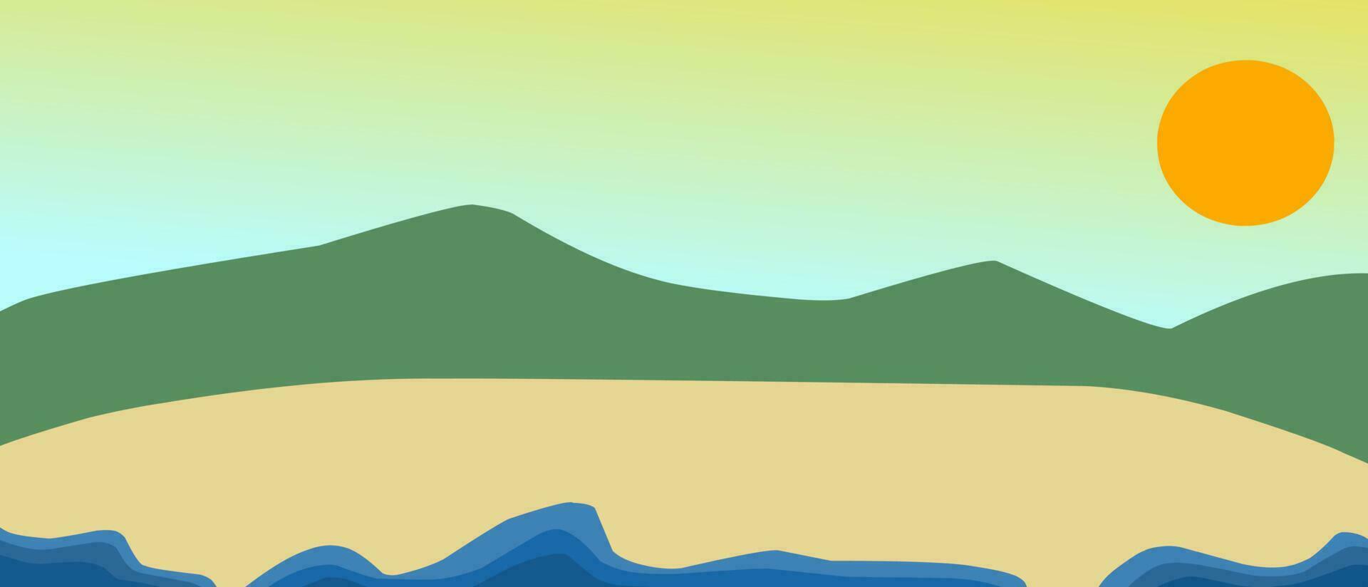 gemakkelijk ontwerp van zomer strand en natuurlijk landschap achtergrond sjabloon. vector