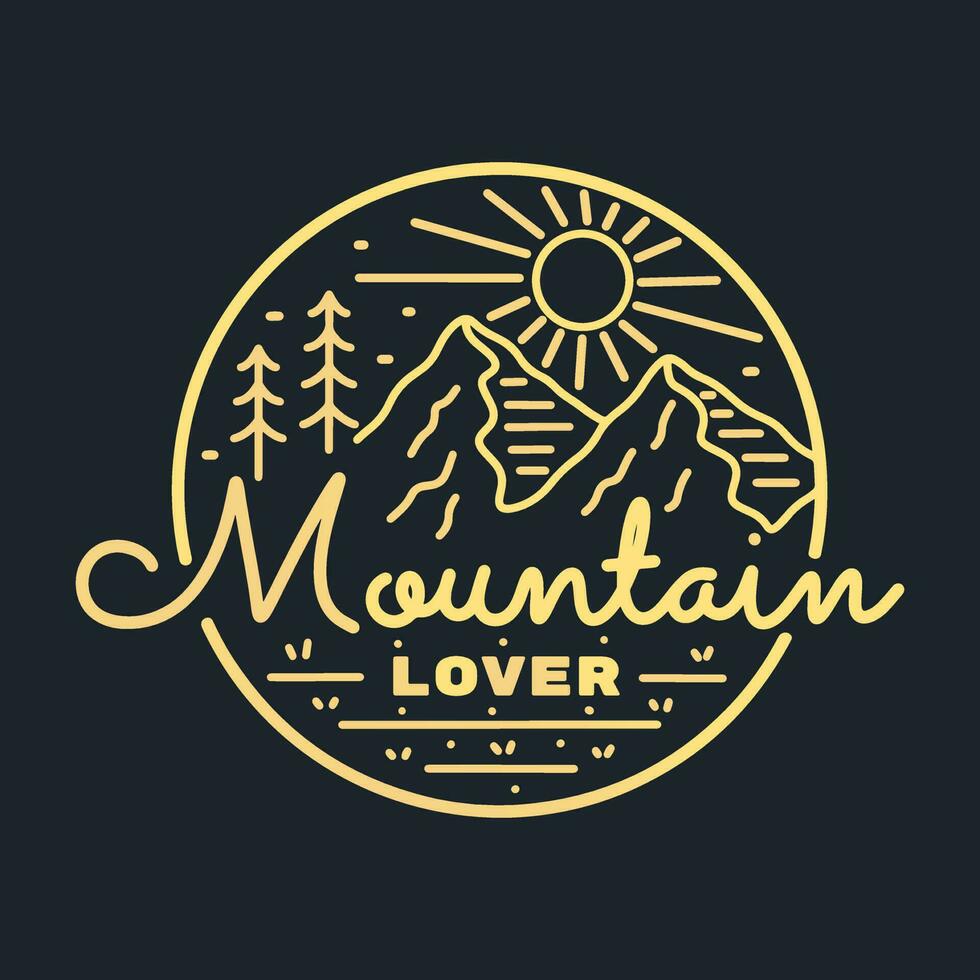 berg minnaar camping buitenshuis insigne t overhemd sticker vector illustratie
