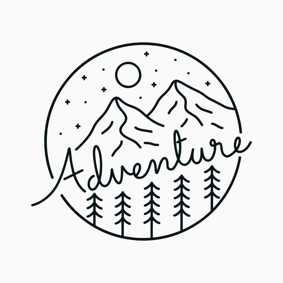 berg avontuur camping buitenshuis insigne t overhemd sticker vector illustratie