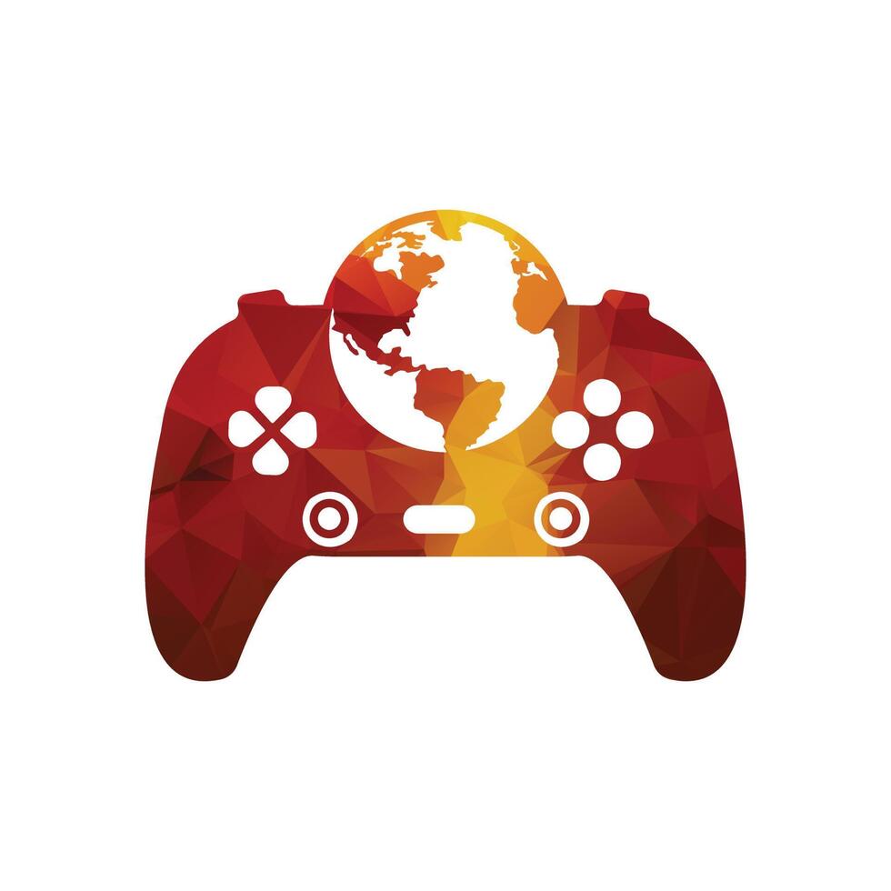 spel wereldbol logo icoon ontwerp. online gamer wereld logo. wereldbol en vreugde stok vector illustratie .