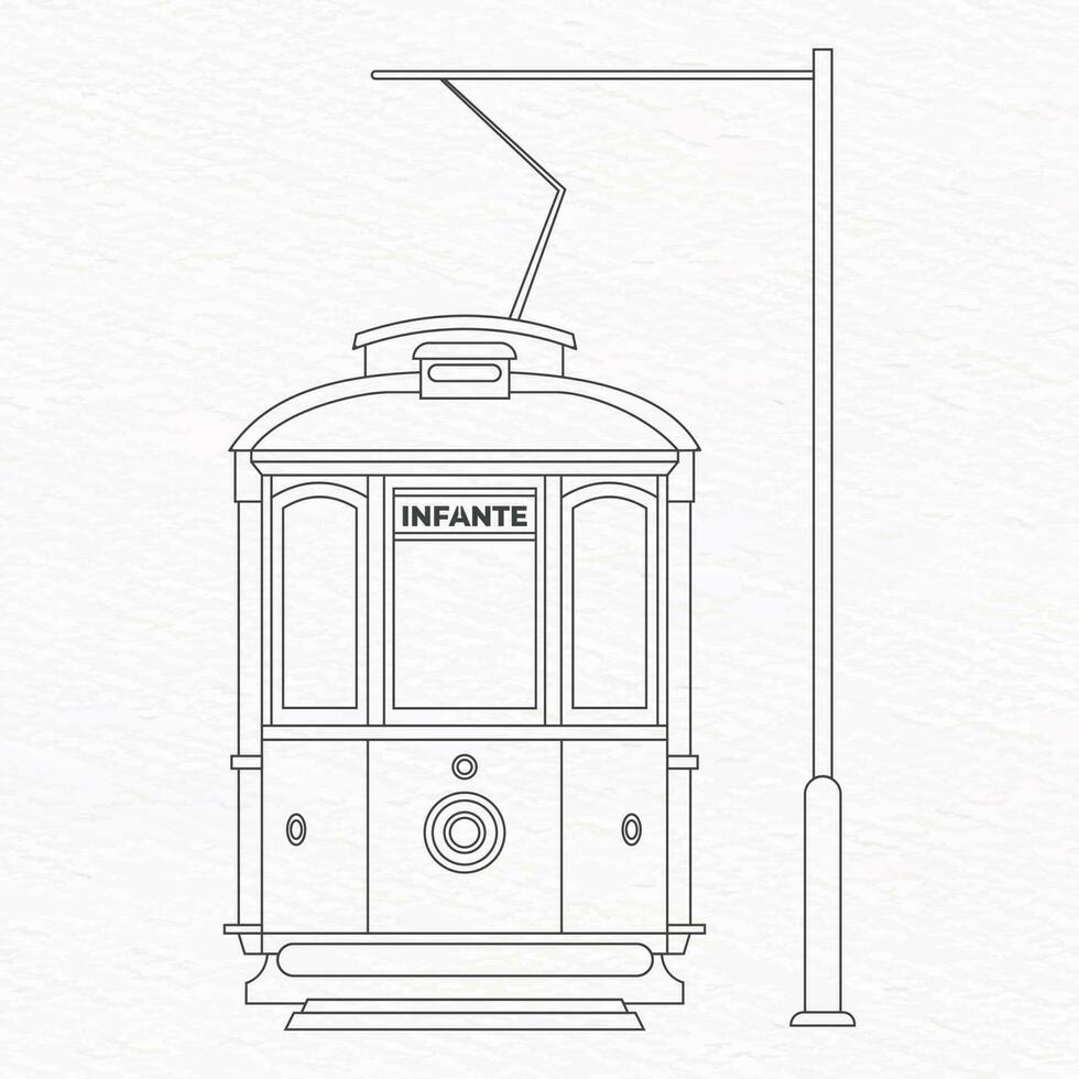 een tekening van een kabel auto tram van porto Portugal vector