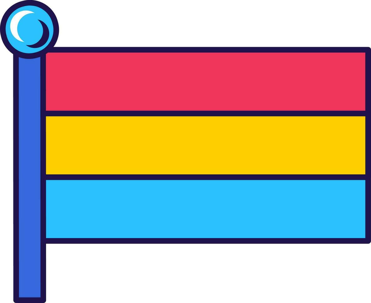 schets vlaggenmast vlag pansexueel trots vector
