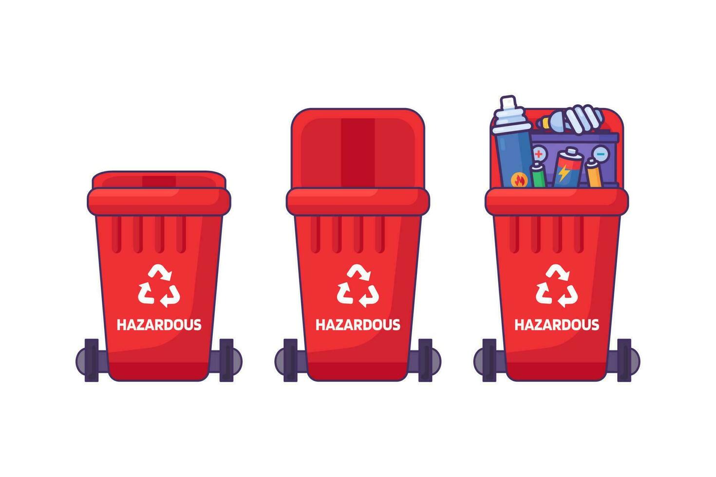 gevaarlijk items recycling sorteren containers vector