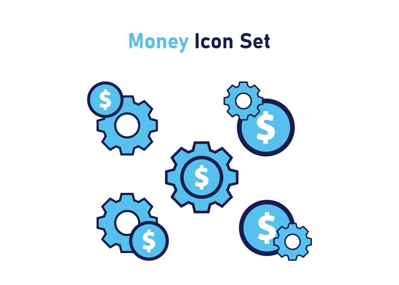 pictogrammenset met geldsymbool. concept van financiële aanpassing. vectorillustratie, vector pictogram concept