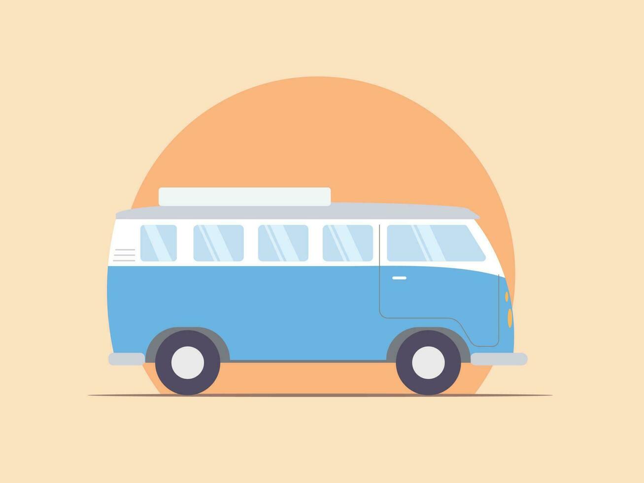 wijnoogst blauw microbus. camper busje voor reizen. element voor reizen ontwerp vector