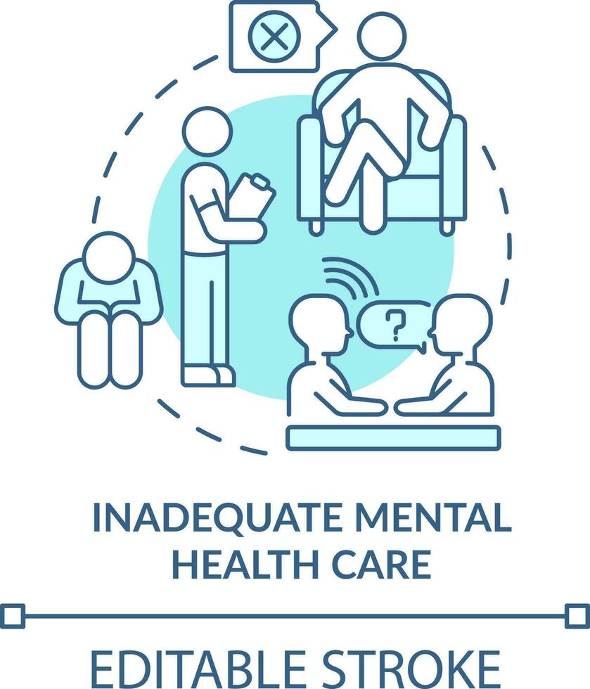 onvoldoende mentaal Gezondheid zorg turkoois concept icoon. lgbtqi risico factor abstract idee dun lijn illustratie. geïsoleerd schets tekening. bewerkbare beroerte vector