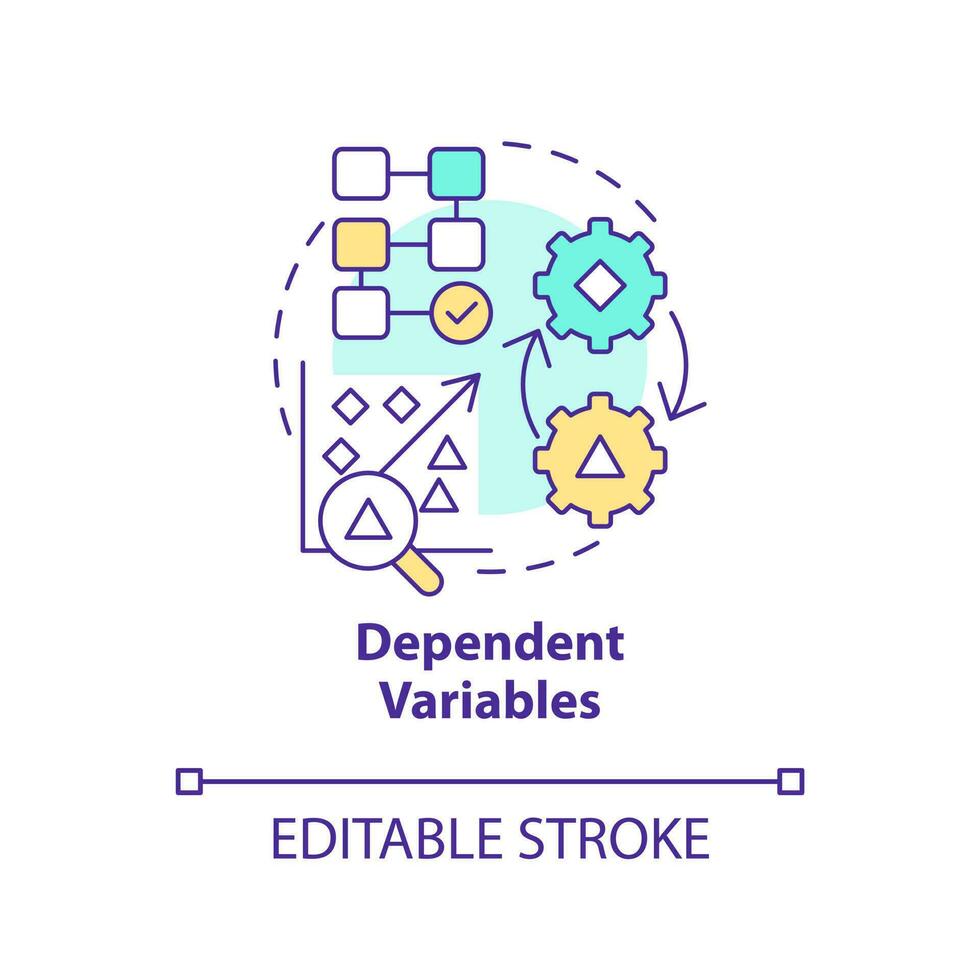 afhankelijk variabelen concept icoon. oorzakelijk Onderzoek veranderlijk en principes abstract idee dun lijn illustratie. geïsoleerd schets tekening. bewerkbare beroerte vector