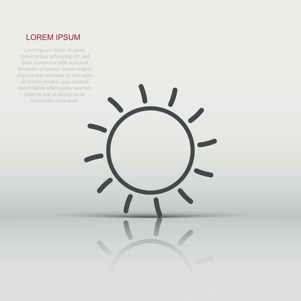vector zon icoon in vlak stijl. zon met straal teken illustratie pictogram. zonneschijn bedrijf concept.