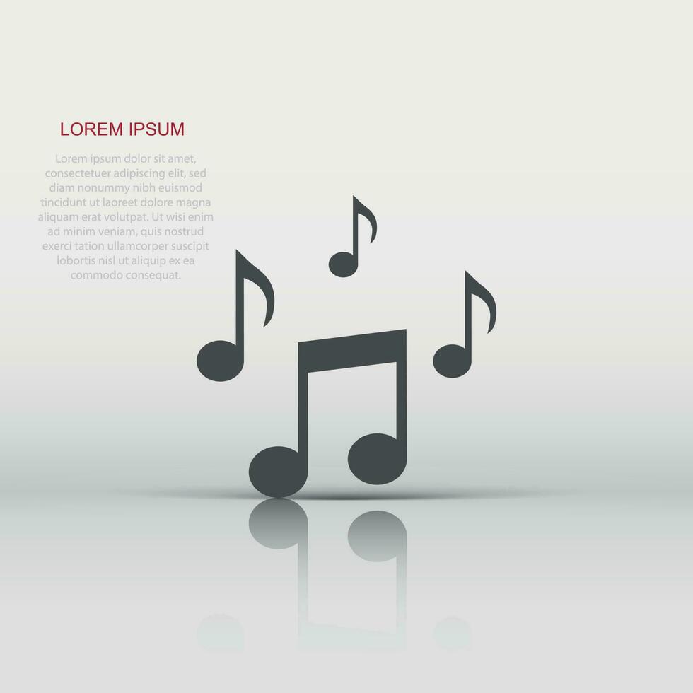 muziek- Notitie icoon in vlak stijl. geluid media illustratie Aan wit geïsoleerd achtergrond. audio Notitie bedrijf concept. vector