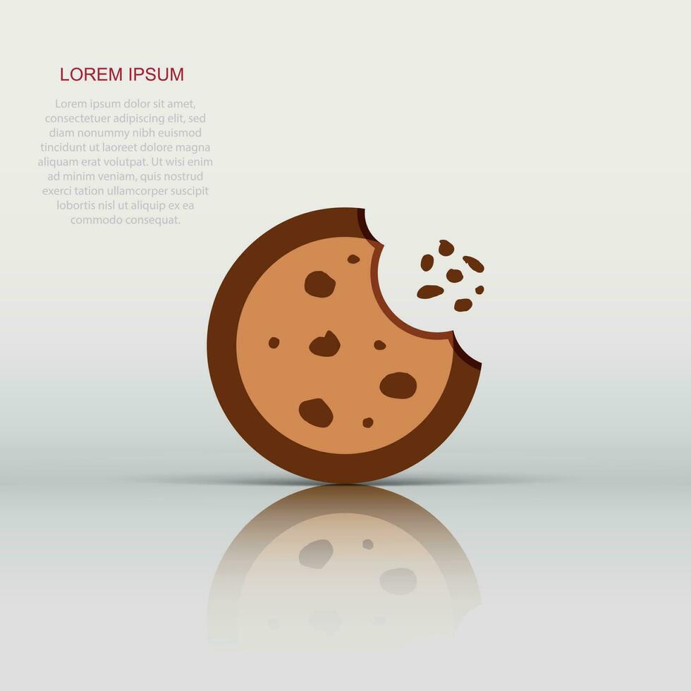 vector koekje icoon in vlak stijl. spaander biscuit teken illustratie pictogram. gebakje koekje bedrijf concept.