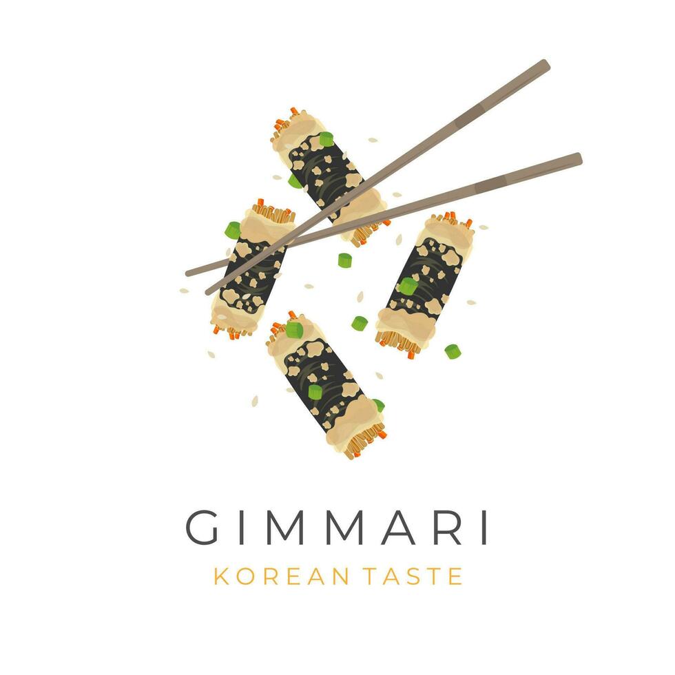 logo illustratie vector Koreaans tussendoortje gimmari kimmari gegeten met eetstokjes