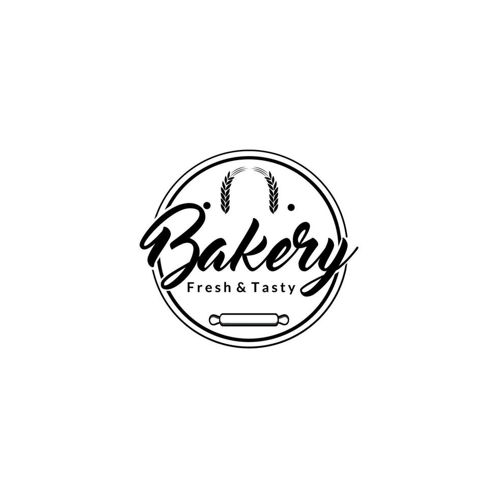 bakkerij badge of label retro vectorillustratie. broodwinkel, voedselmarkt, café, restaurant enz. vectorillustratie vector