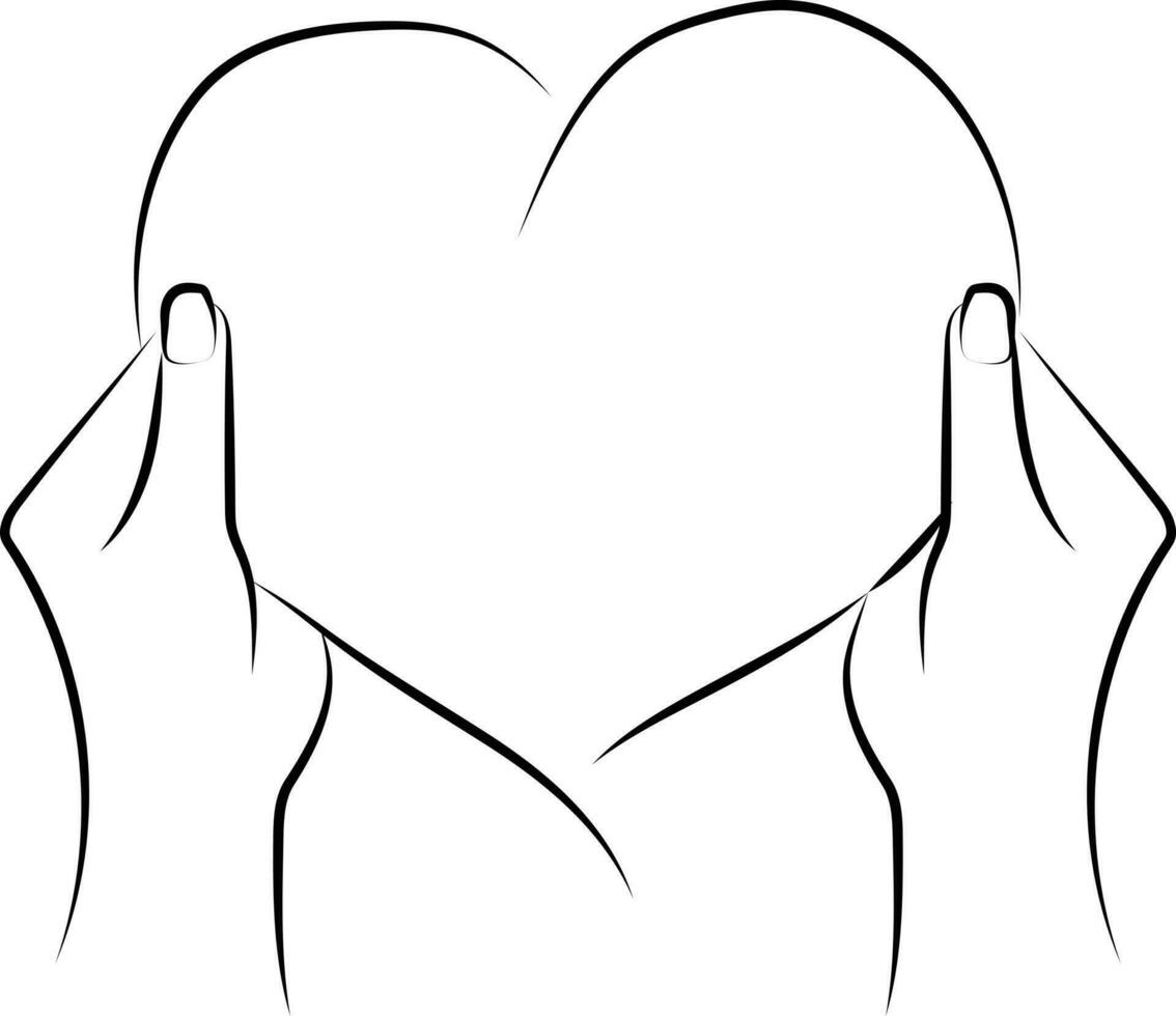 gemakkelijk hand- getrokken lijn illustratie van twee handen Holding een hart. vector