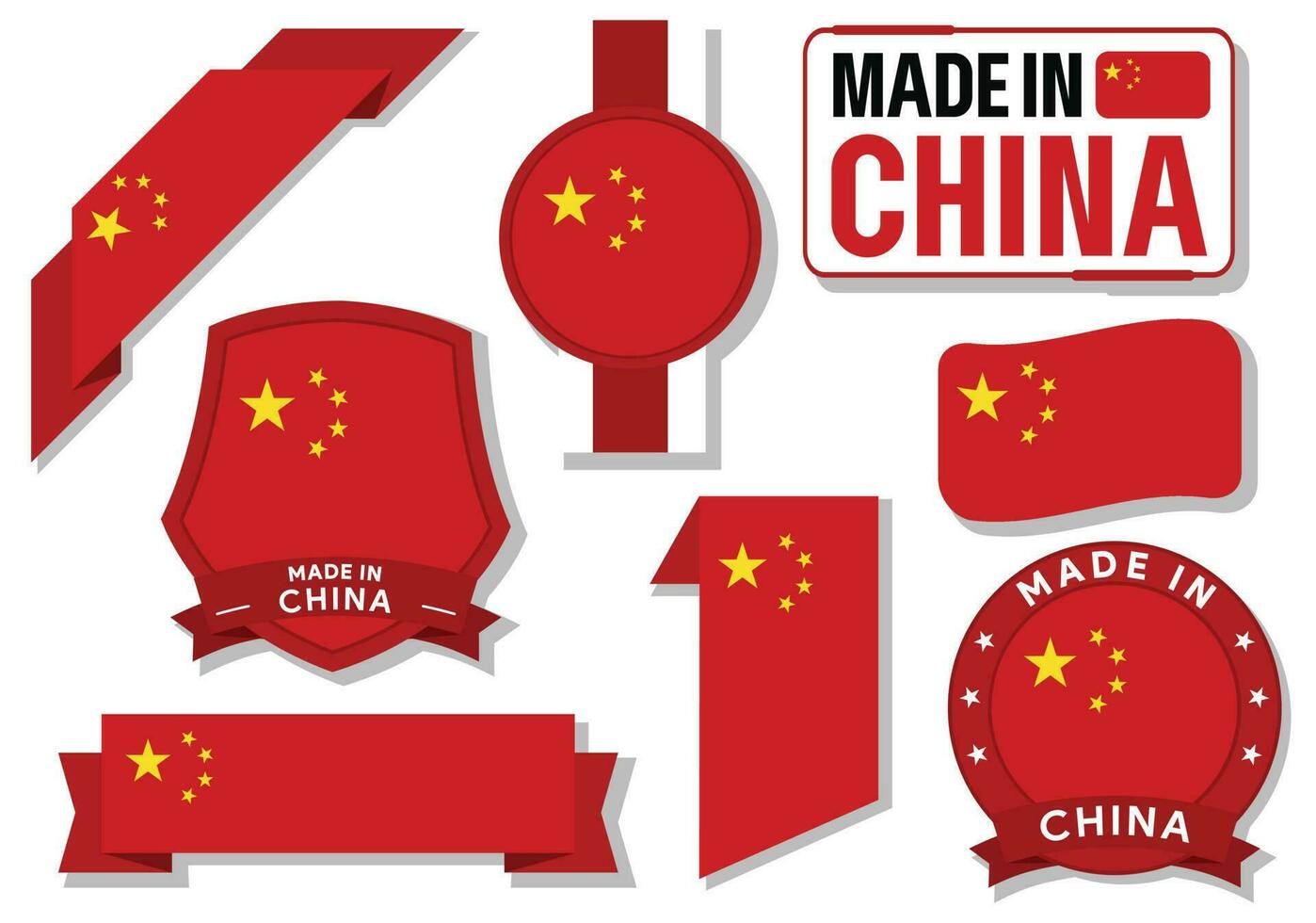 verzameling van gemaakt in China badges etiketten China vlaggen in lint vector illustratie