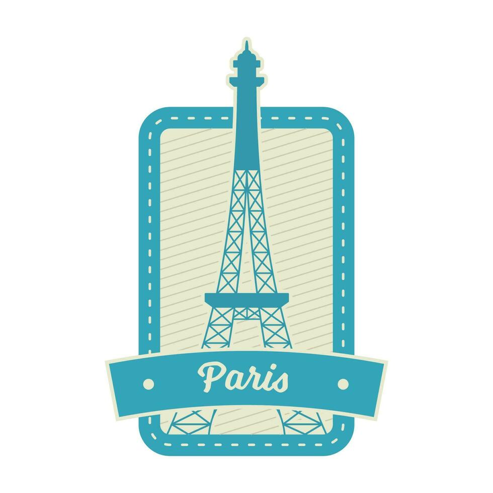 geïsoleerd eiffel toren in plein kader voor Parijs postzegel of sticker ontwerp. vector