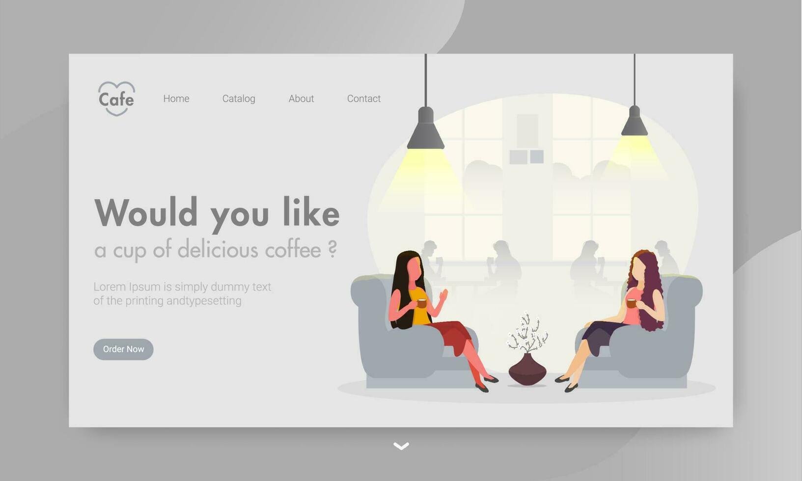 snel reagerend web banier of landen bladzijde ontwerp, illustratie van Dames zittend Aan sofa met drinken koffie. vector