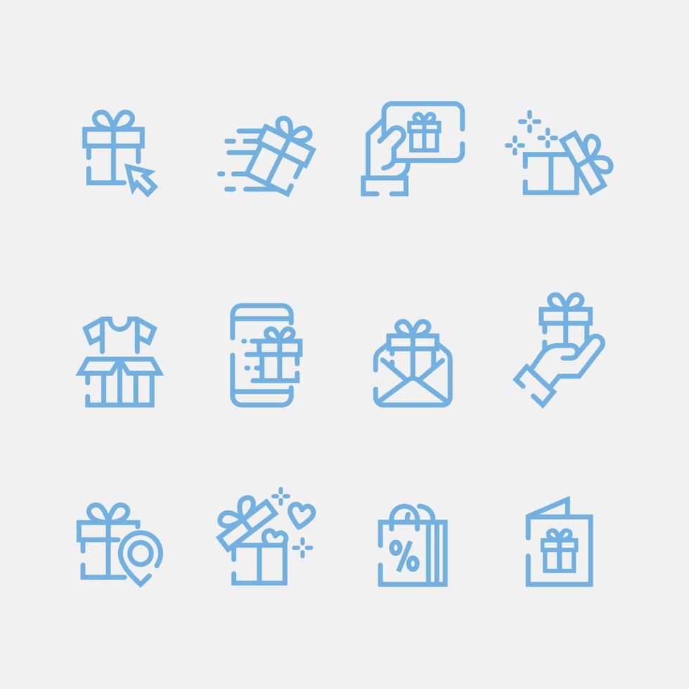 set van cadeau overzicht pictogram vector