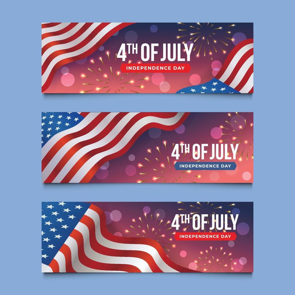 set van onafhankelijkheidsdag usa banner vector