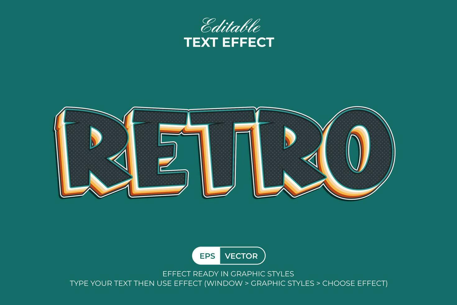 retro kleurrijk tekst effect gelaagde stijl. bewerkbare tekst effect stijl. vector