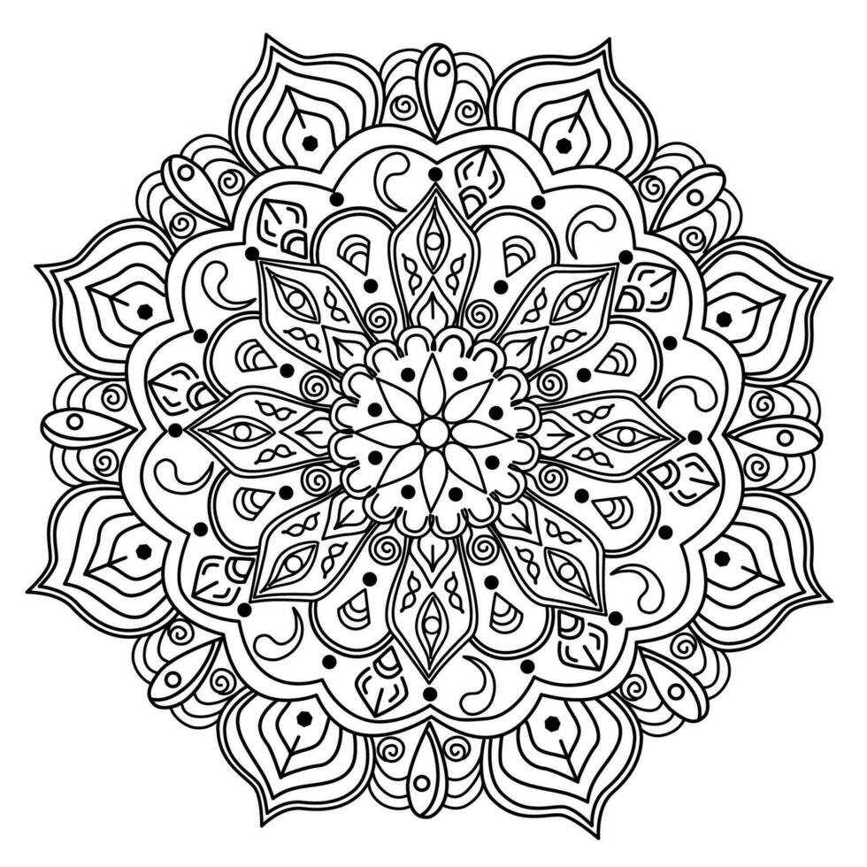 vector mandala voor henna, mehndi, tatoeëren, decoratie. decoratief ornament in etnisch oosters stijl. kleur boek bladzijde.