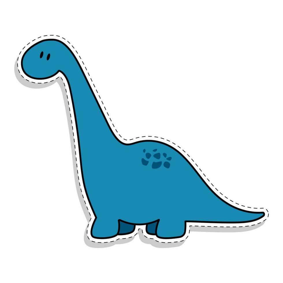 vlak sticker van een blauw dinosaurus. vector illustratie.