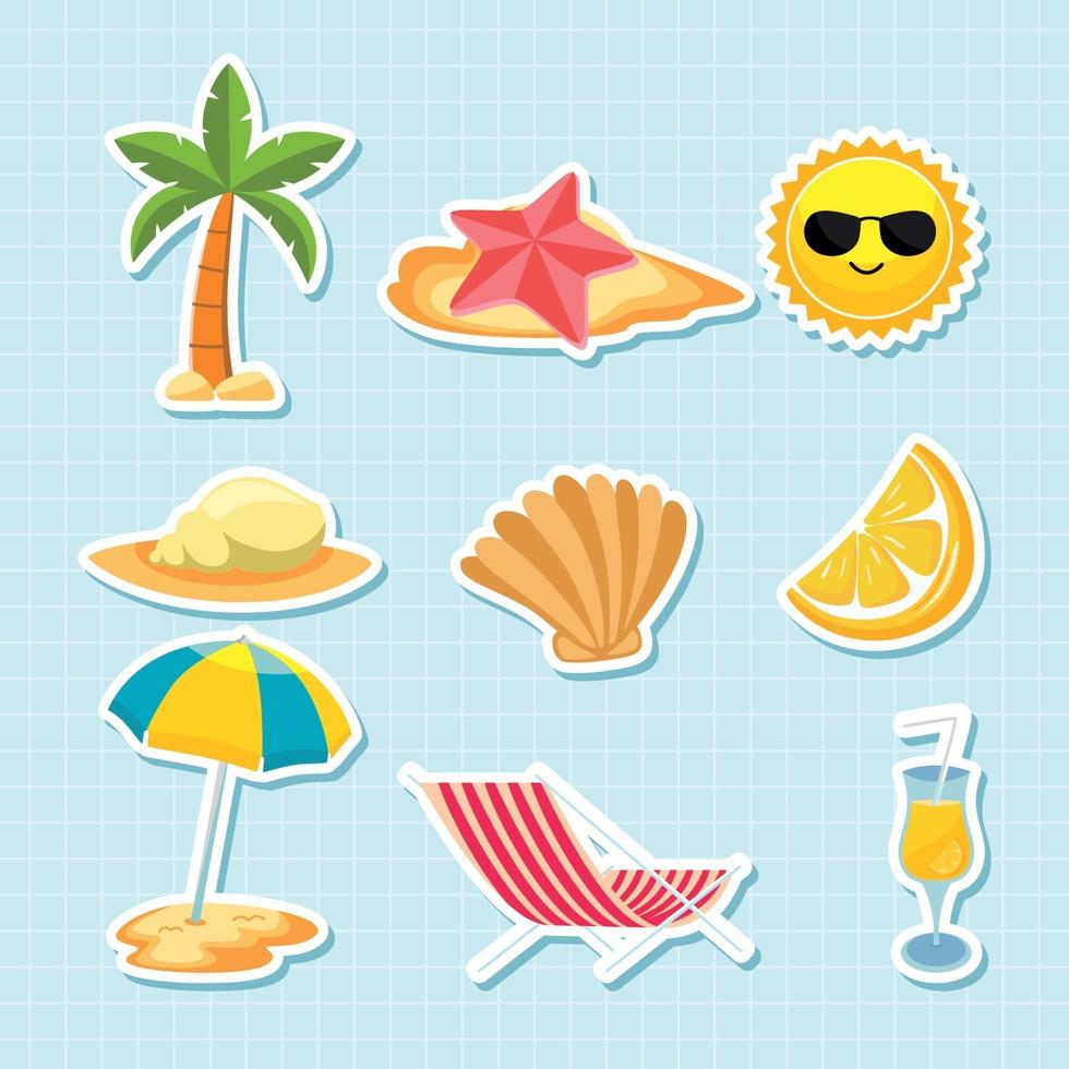 set zomer sticker vector