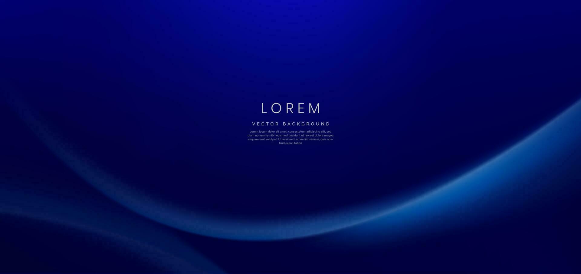 elegant licht blauw gebogen lijn Aan donker blauw achtergrond kopiëren ruimte voor tekst. luxe ontwerp stijl. vector