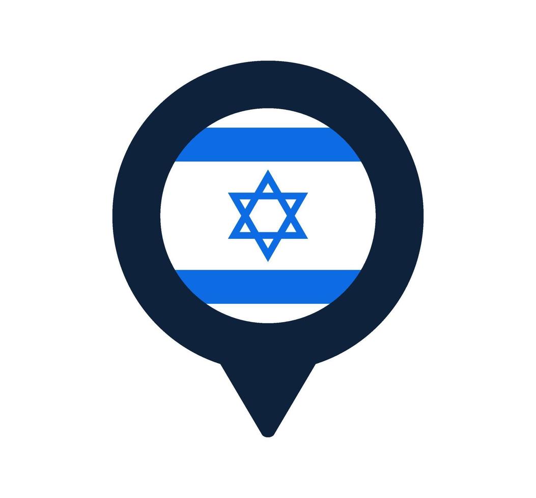 Israël vlag en kaart aanwijzer pictogram. nationale vlag locatie pictogram vector ontwerp, gps locator pin. vector illustratie