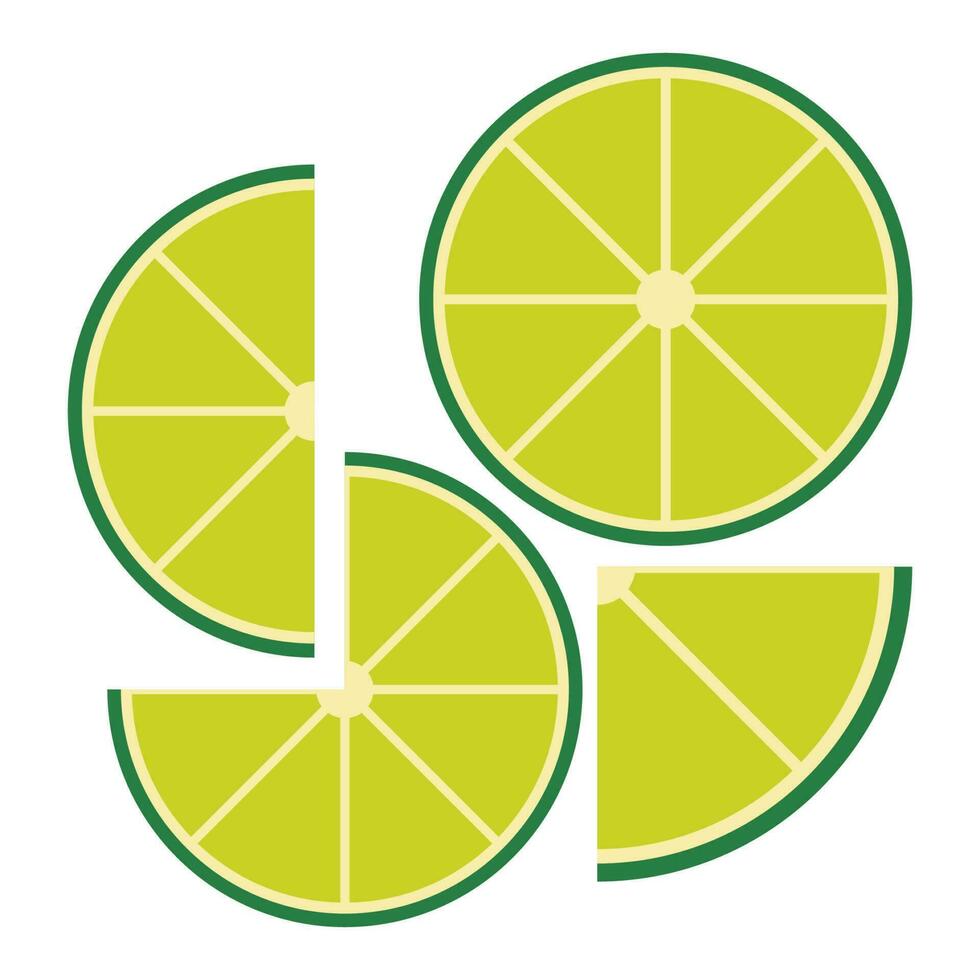 citrus plakjes van citroen, oranje, limoen en pompelmoes. vector illustratie.