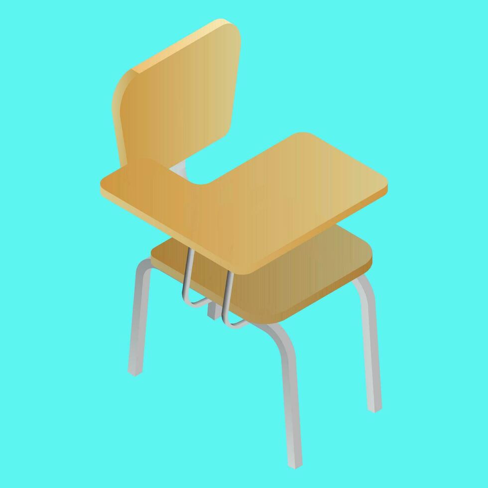 bruin school- stoel bureau in 3d stijl Aan blauw achtergrond. vector