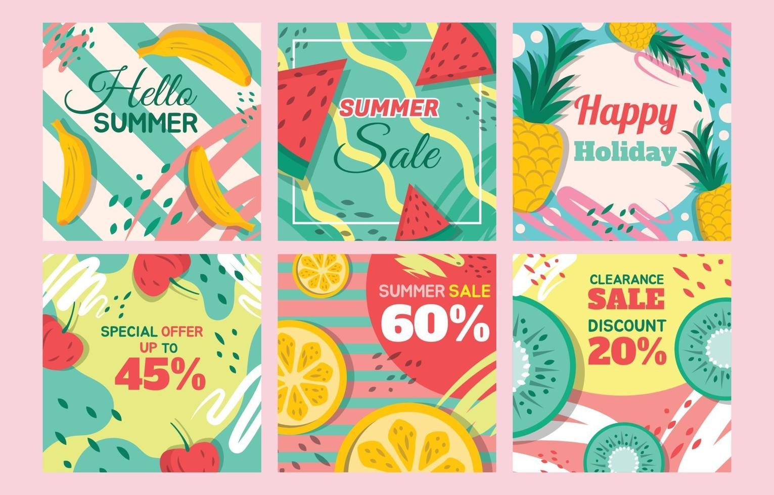 zomer sociale media post set vector